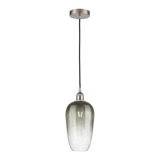 Innovations Brookhaven Flute 7in 1-Light Mini Pendant | Industrial Brushed Satin Nickel and Matte Black Glass | Kitchen Island | Model 616-1P-SN-G484-7SL