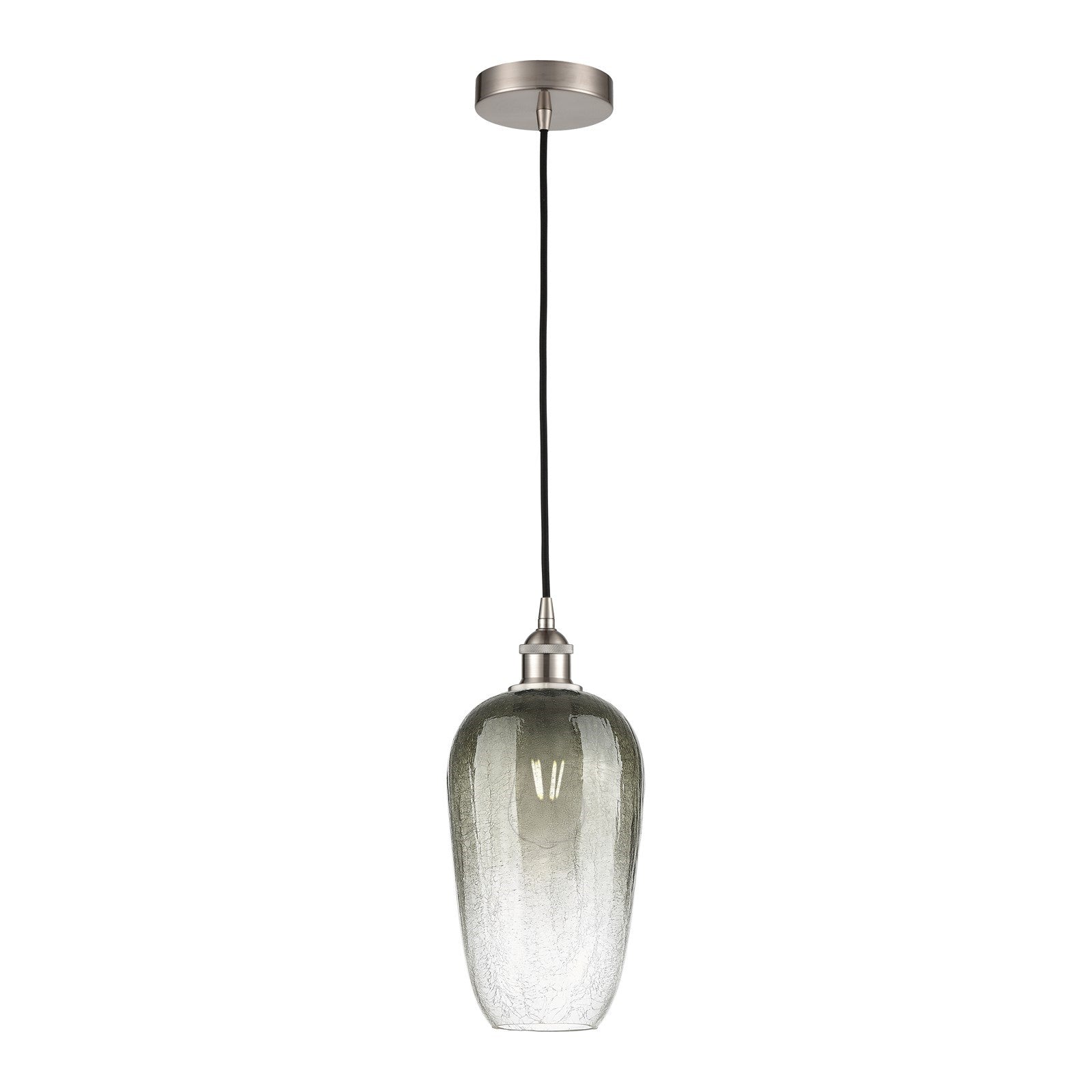 Innovations Brookhaven Flute 7in 1-Light Mini Pendant | Industrial Brushed Satin Nickel and Matte Black Glass | Kitchen Island | Model 616-1P-SN-G484-7SL