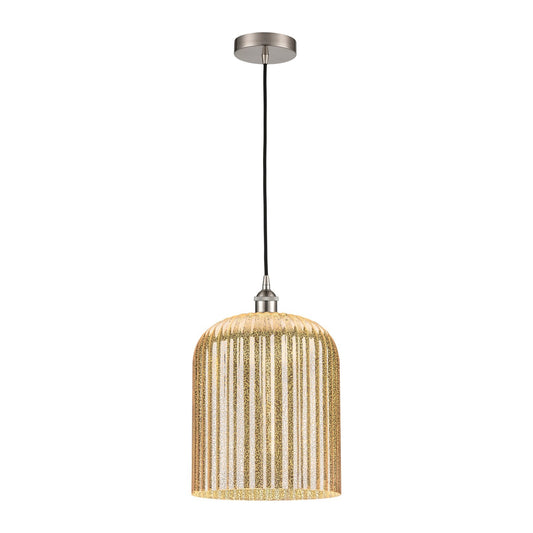 Innovations Bridal Veil 5in 1-Light Mini Pendant | Art Nouveau Brushed Satin Nickel and Mercury Ribbed Glass | Kitchen Island | Model 616-1P-SN-G559-12ME