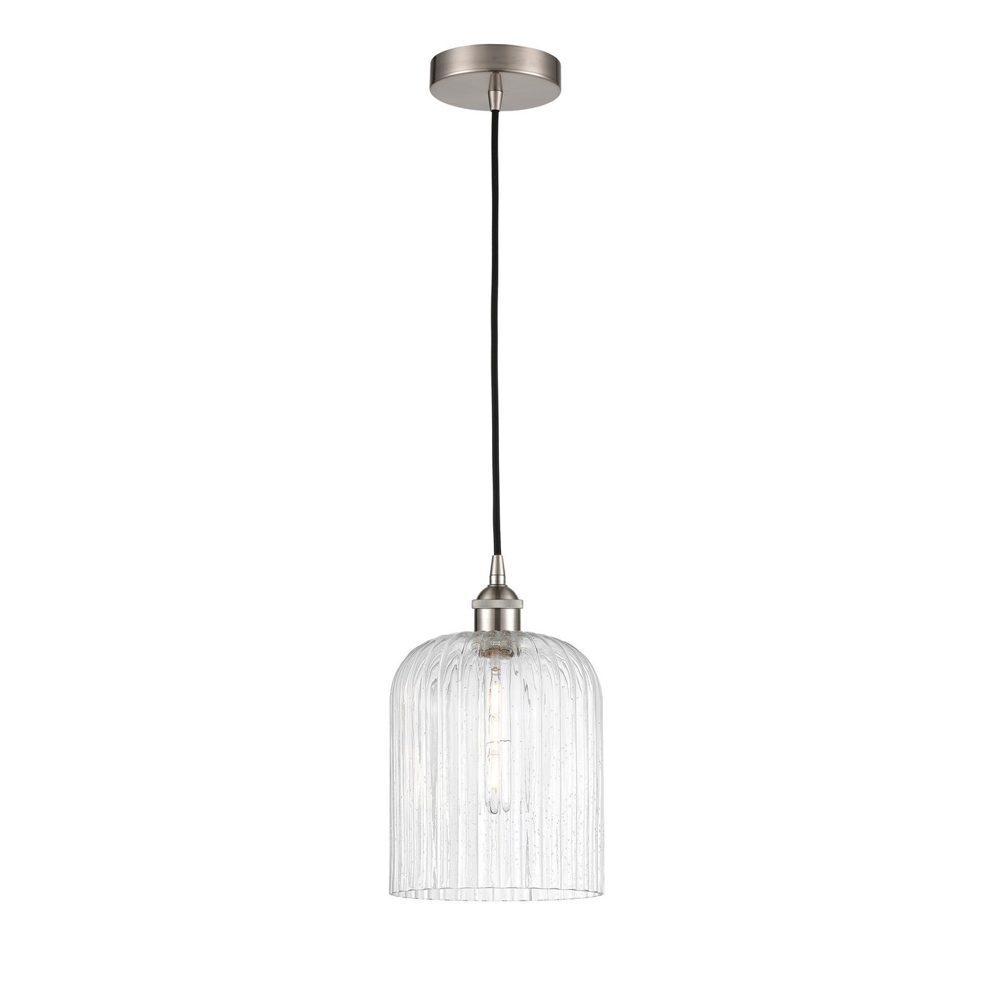 Innovations Bridal Veil 5in 1-Light Mini Pendant | Art Nouveau Brushed Satin Nickel and Seedy Ribbed Glass | Kitchen Island & | Model 616-1P-SN-G559-8SDY