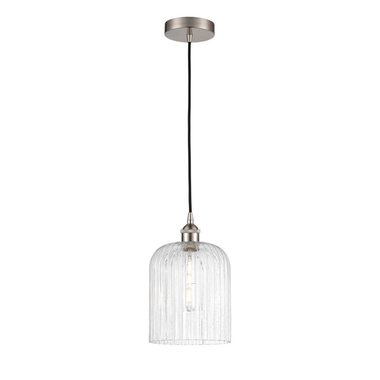 Innovations Bridal Veil 5in 1-Light Mini Pendant | Art Nouveau Brushed Satin Nickel and Seedy Ribbed Glass | Kitchen Island & | Model 616-1P-SN-G559-8SDY