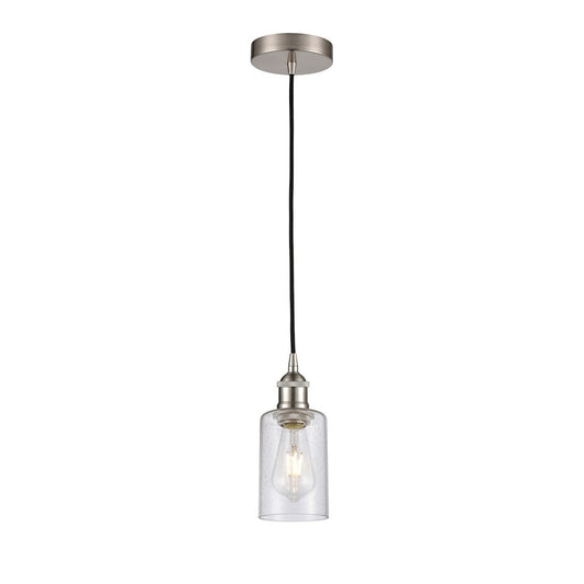 Innovations Clymer 1Lt 4" Cord Mini Pendant, Satin Nickel/Seedy