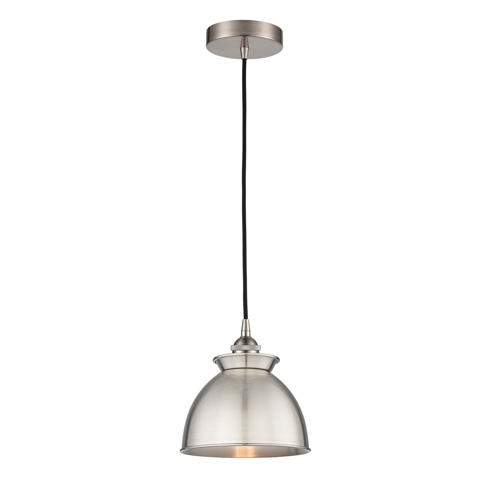 Innovations Adirondack 8.25in 1-Light Mini Pendant | Industrial Farmhouse Brushed Satin Nickel Steel and Metal Shade | Kitchen | Model 616-1P-SN-M14-SN