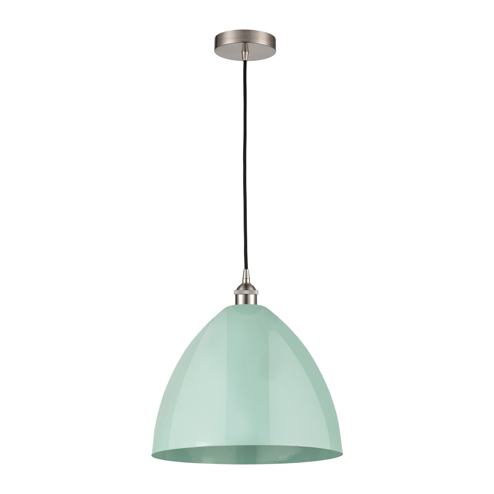 Innovations Plymouth 16in 1-Light Mini Pendant | Industrial Brushed Satin Nickel and Matte Seafoam Metal | Kitchen Island | Model 616-1P-SN-MBD-16-SF-LED
