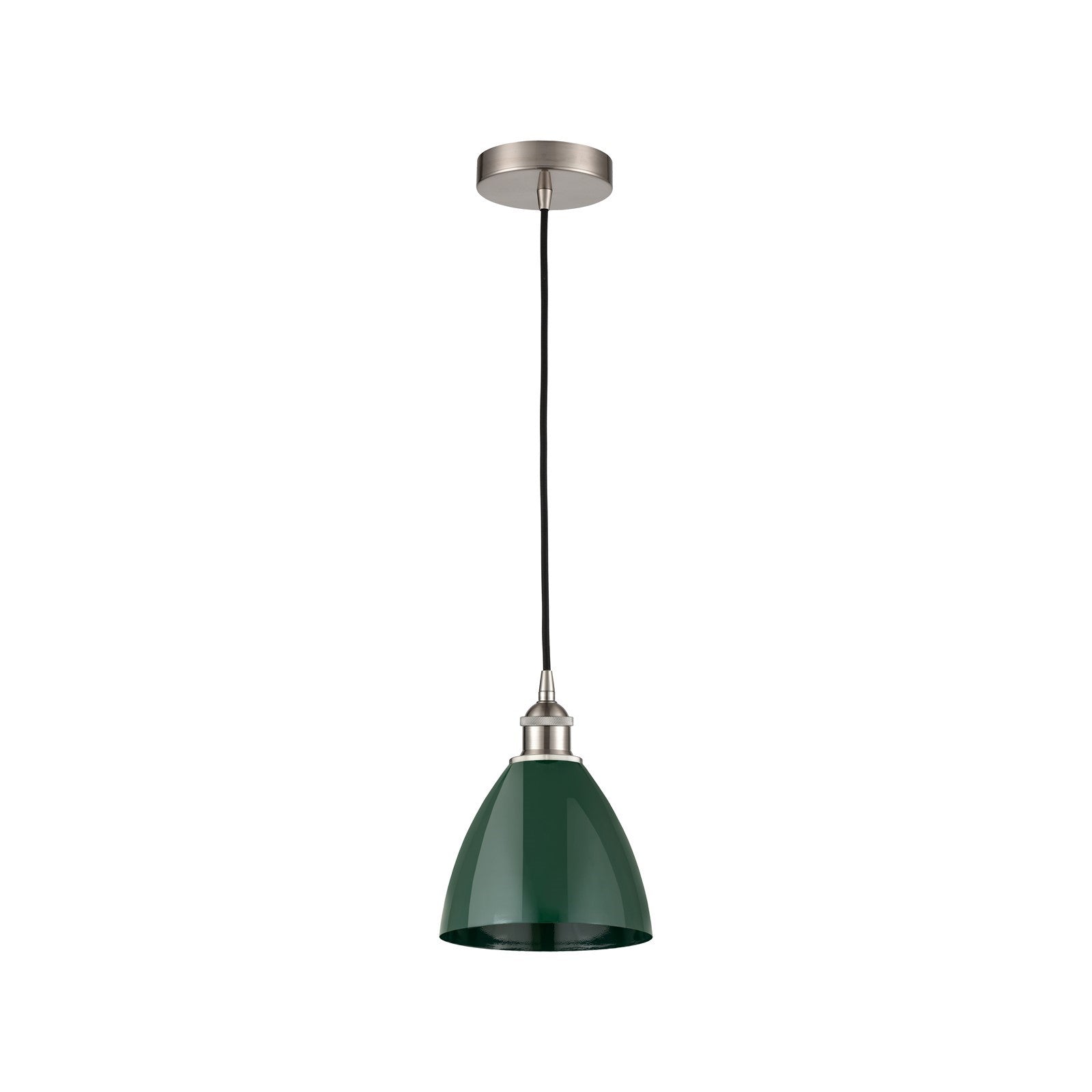 Innovations Plymouth 8in 1-Light Mini Pendant | Industrial Farmhouse Brushed Satin Nickel and Matte Green Metal | Kitchen | Model 616-1P-SN-MBD-75-GR-LED