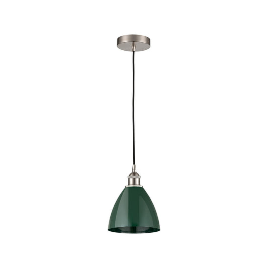Innovations Plymouth 8in 1-Light Mini Pendant | Industrial Farmhouse Brushed Satin Nickel and Matte Green Metal | Kitchen | Model 616-1P-SN-MBD-75-GR-LED