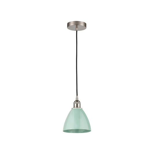Innovations Plymouth 7.5in 1-Light Mini Pendant | Industrial Brushed Satin Nickel and Matte Seafoam Metal | Kitchen Island | Model 616-1P-SN-MBD-75-SF-LED