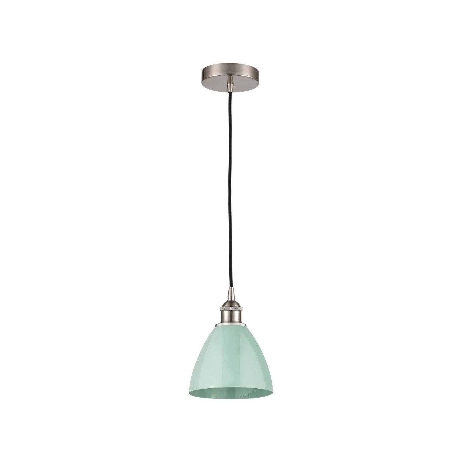 Innovations Plymouth 7.5in 1-Light Mini Pendant | Industrial Brushed Satin Nickel and Matte Seafoam Metal | Kitchen Island | Model 616-1P-SN-MBD-75-SF-LED