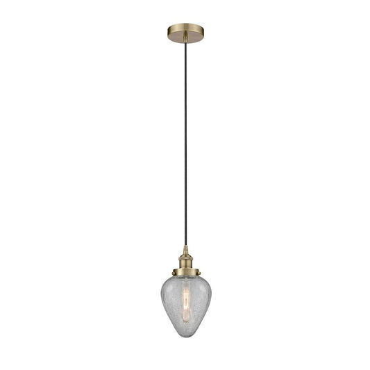 Innovations Geneseo 1Lt 6" Cord Hung Mini Pendant, Brass/Clear