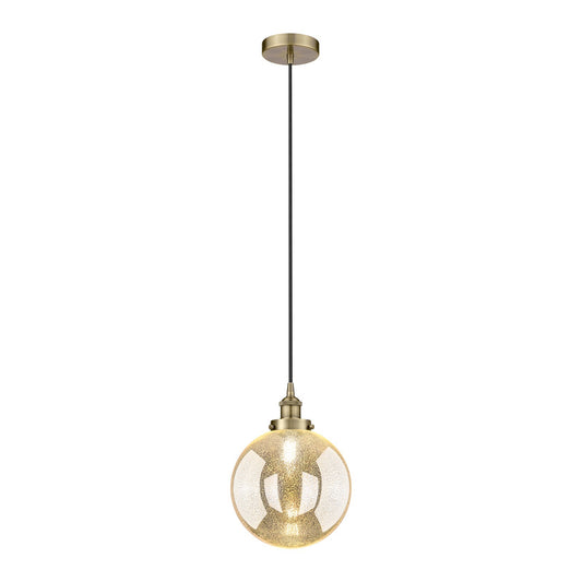 Innovations Beacon 10in 1-Light Mini Pendant | Industrial Antique Brass Steel and Mercury Seeded Glass | Kitchen Island & | Model 616-1PH-AB-G208-10