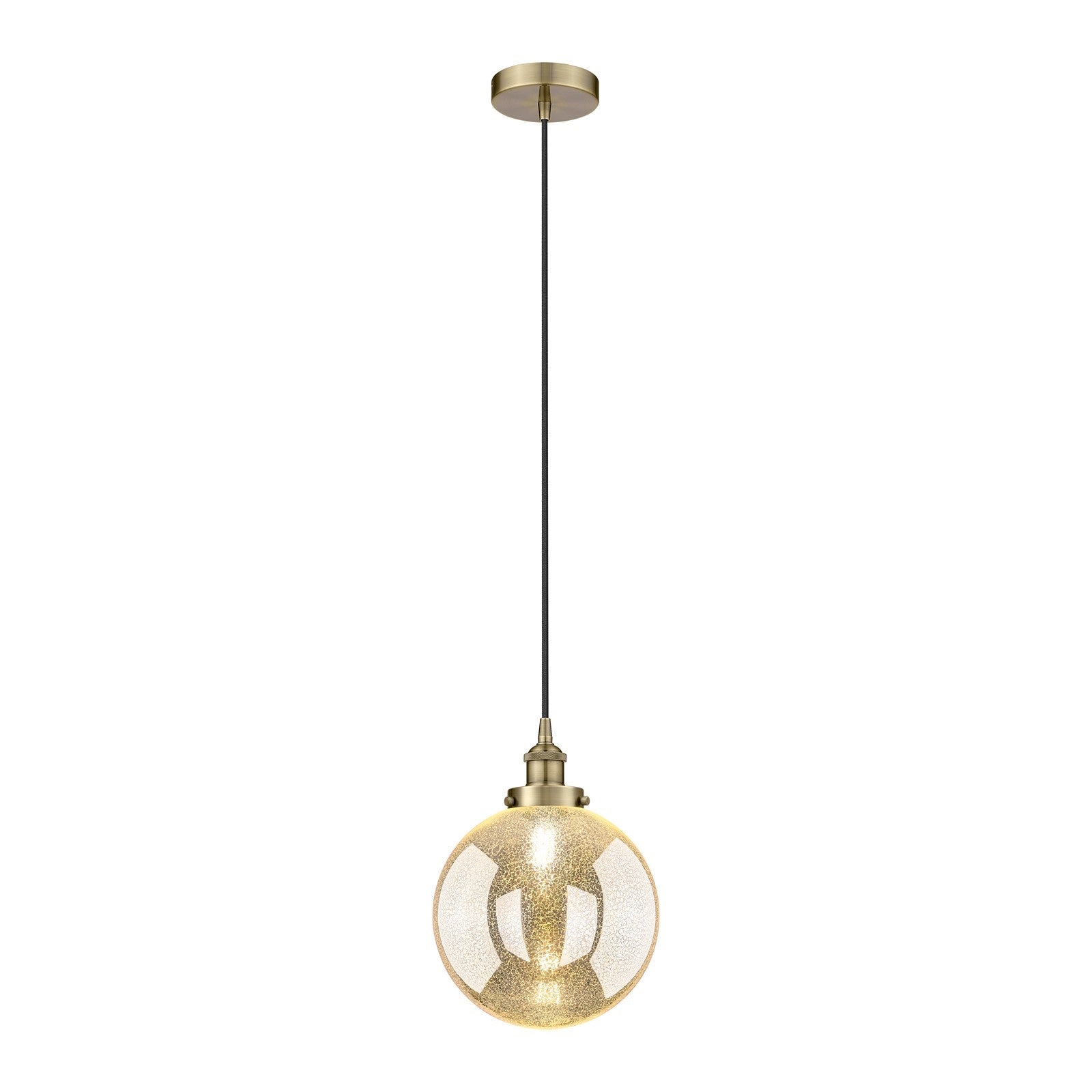 Innovations Beacon 10in 1-Light Mini Pendant | Industrial Antique Brass Steel and Mercury Seeded Glass | Kitchen Island & | Model 616-1PH-AB-G208-10