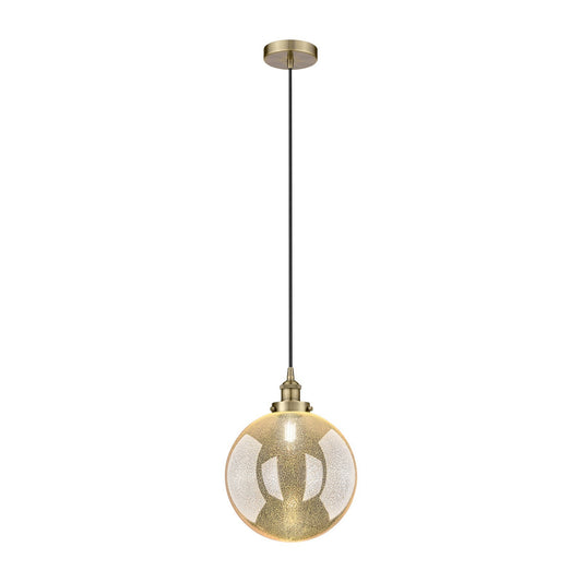 Innovations Beacon 12in 1-Light Mini Pendant | Industrial Antique Brass and Mercury Seeded Glass | Kitchen Island & Dining Room | Model 616-1PH-AB-G208-12