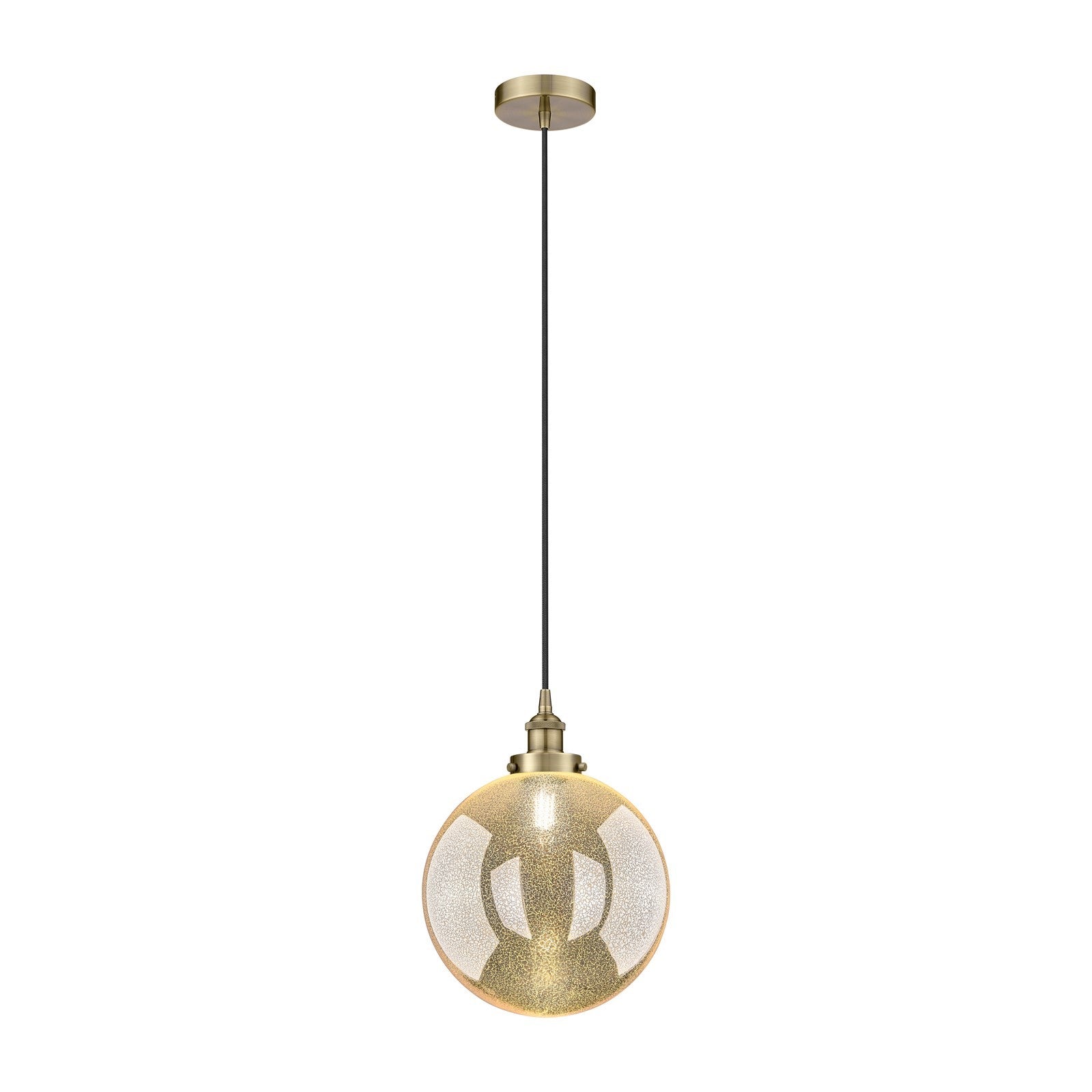 Innovations Beacon 12in 1-Light Mini Pendant | Industrial Antique Brass and Mercury Seeded Glass | Kitchen Island & Dining Room | Model 616-1PH-AB-G208-12