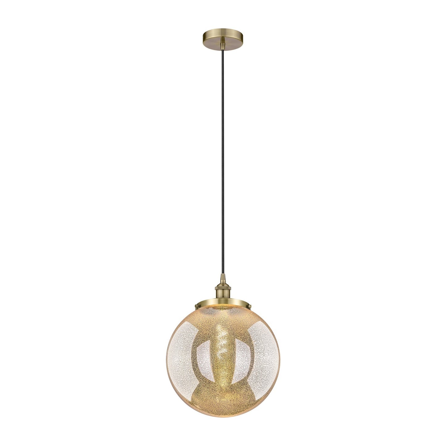 Innovations Beacon 14in 1-Light Mini Pendant | Art Nouveau Antique Brass and Mercury Glass | Kitchen Island & Dining Room | Model 616-1PH-AB-G208-14