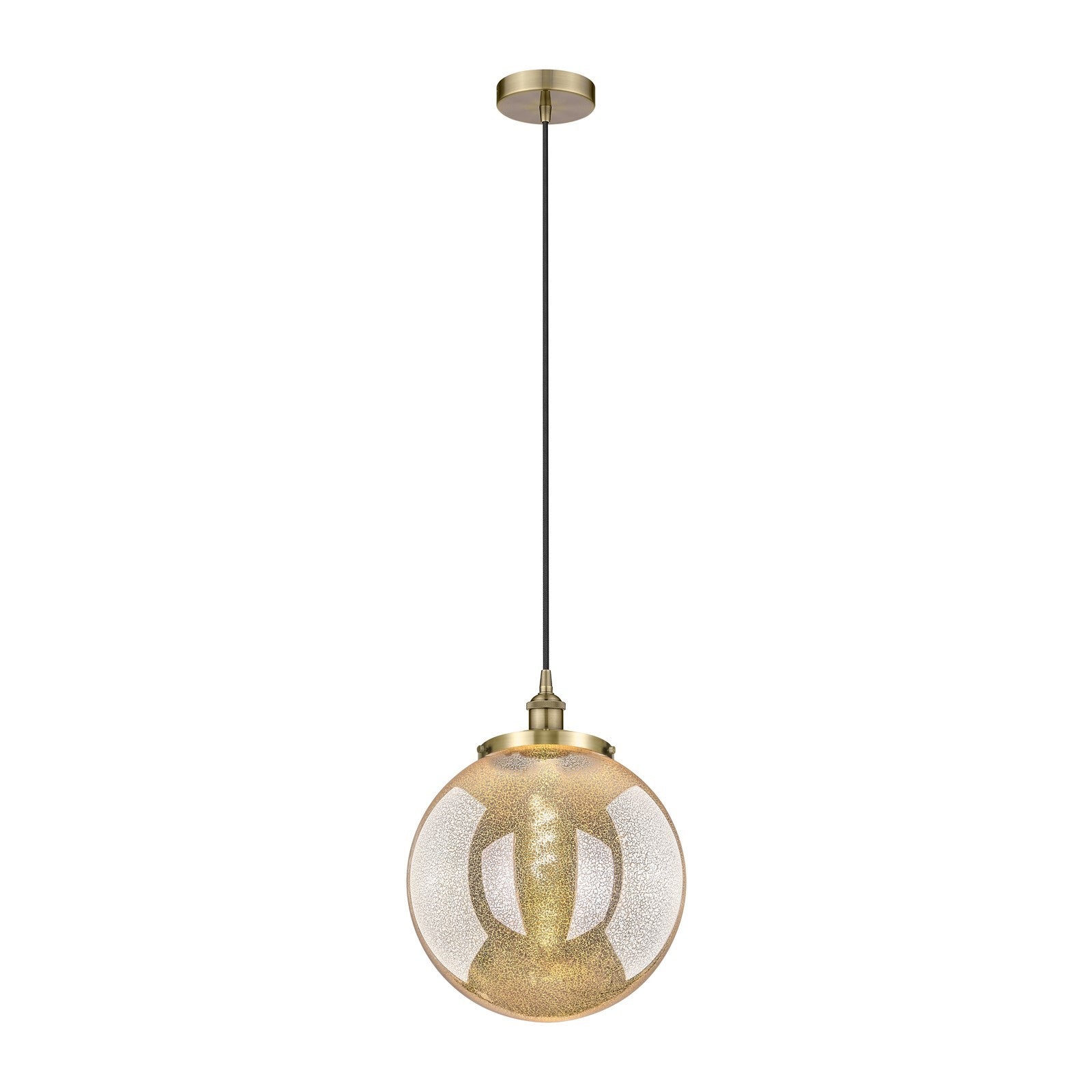 Innovations Beacon 14in 1-Light Mini Pendant | Art Nouveau Antique Brass and Mercury Glass | Kitchen Island & Dining Room | Model 616-1PH-AB-G208-14