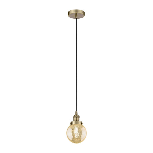 Innovations Beacon 6in 1-Light Mini Pendant | Industrial Antique Brass and Mercury Seeded Glass | Kitchen Island & Dining Room | Model 616-1PH-AB-G208-6