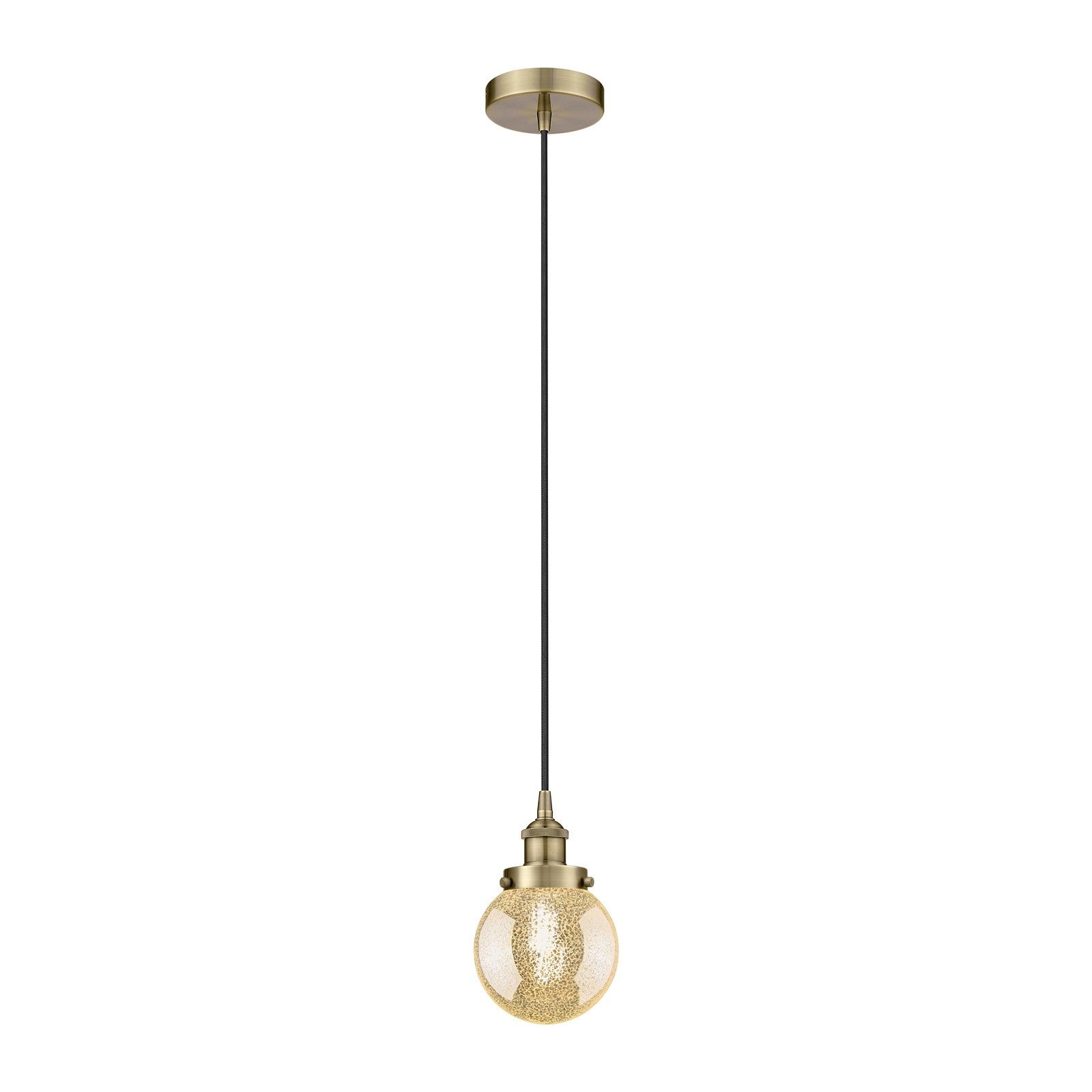Innovations Beacon 6in 1-Light Mini Pendant | Industrial Antique Brass and Mercury Seeded Glass | Kitchen Island & Dining Room | Model 616-1PH-AB-G208-6