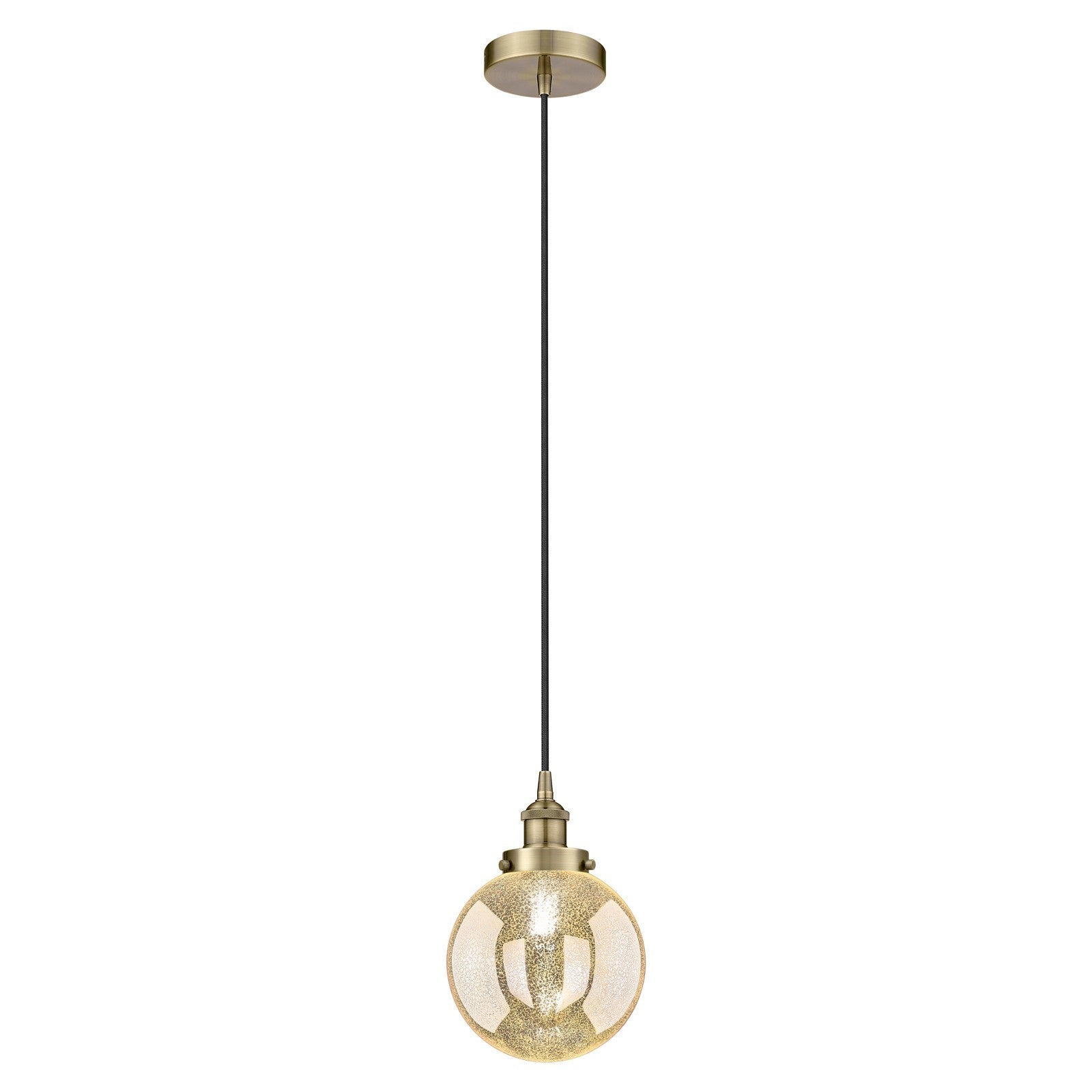 Innovations Beacon 8in 1-Light Mini Pendant | Industrial Antique Brass and Mercury Seeded Glass | Kitchen Island & Dining Room | Model 616-1PH-AB-G208-8