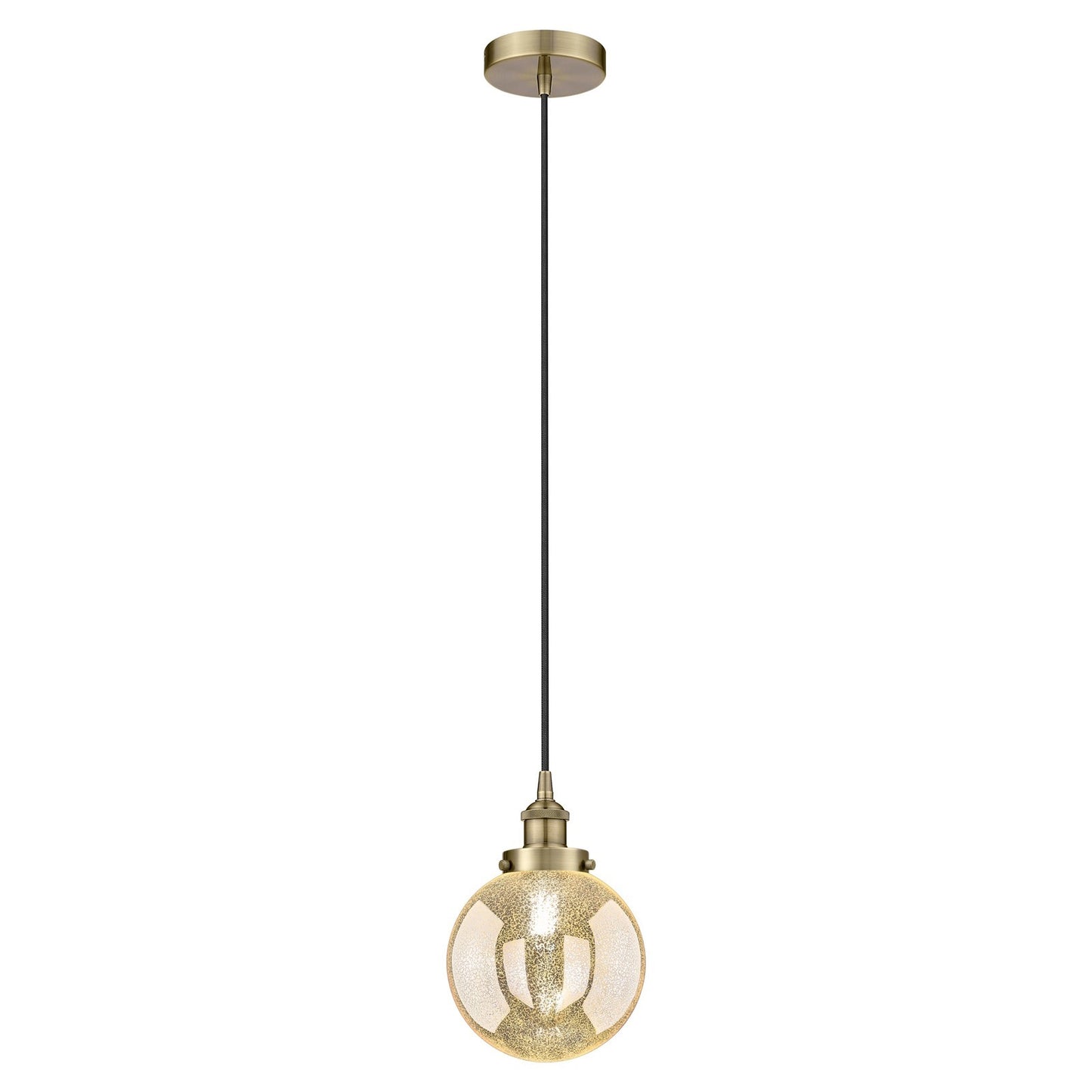 Innovations Beacon 8in 1-Light Mini Pendant | Industrial Antique Brass and Mercury Seeded Glass | Kitchen Island & Dining Room | Model 616-1PH-AB-G208-8