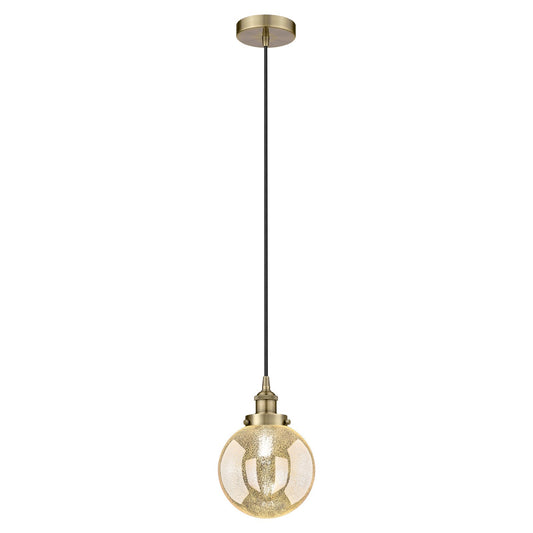 Innovations Beacon 8in 1-Light Mini Pendant | Industrial Antique Brass and Mercury Seeded Glass | Kitchen Island & Dining Room | Model 616-1PH-AB-G208-8