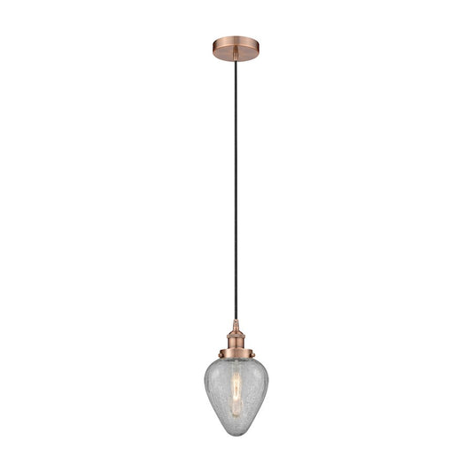 Innovations Geneseo 1Lt 6" Hung Mini Pendant, Copper/Clear