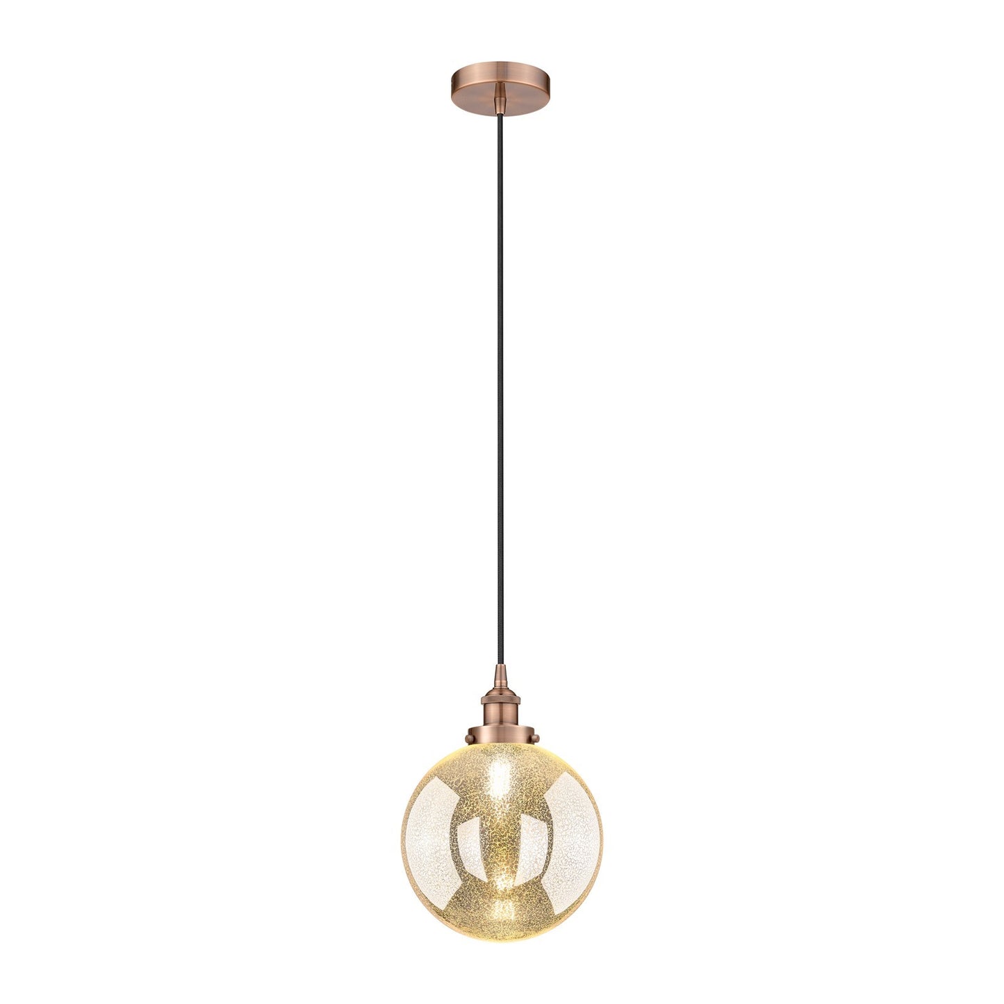Innovations Beacon 10in 1-Light Mini Pendant | Industrial Antique Copper Steel and Mercury Seeded Glass | Kitchen Island & | Model 616-1PH-AC-G208-10