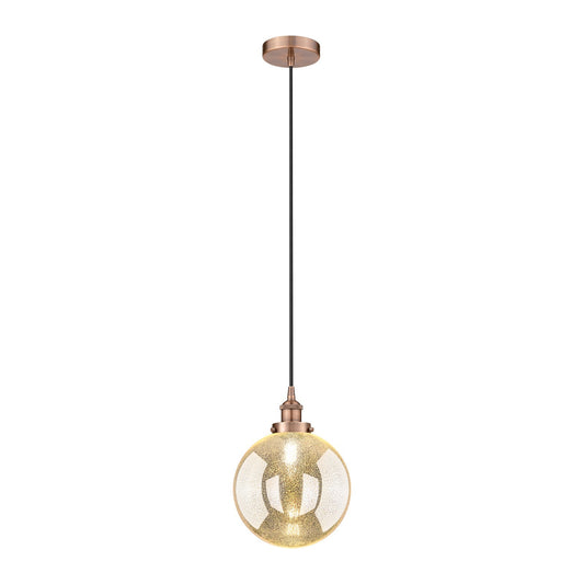 Innovations Beacon 10in 1-Light Mini Pendant | Industrial Antique Copper Steel and Mercury Seeded Glass | Kitchen Island & | Model 616-1PH-AC-G208-10