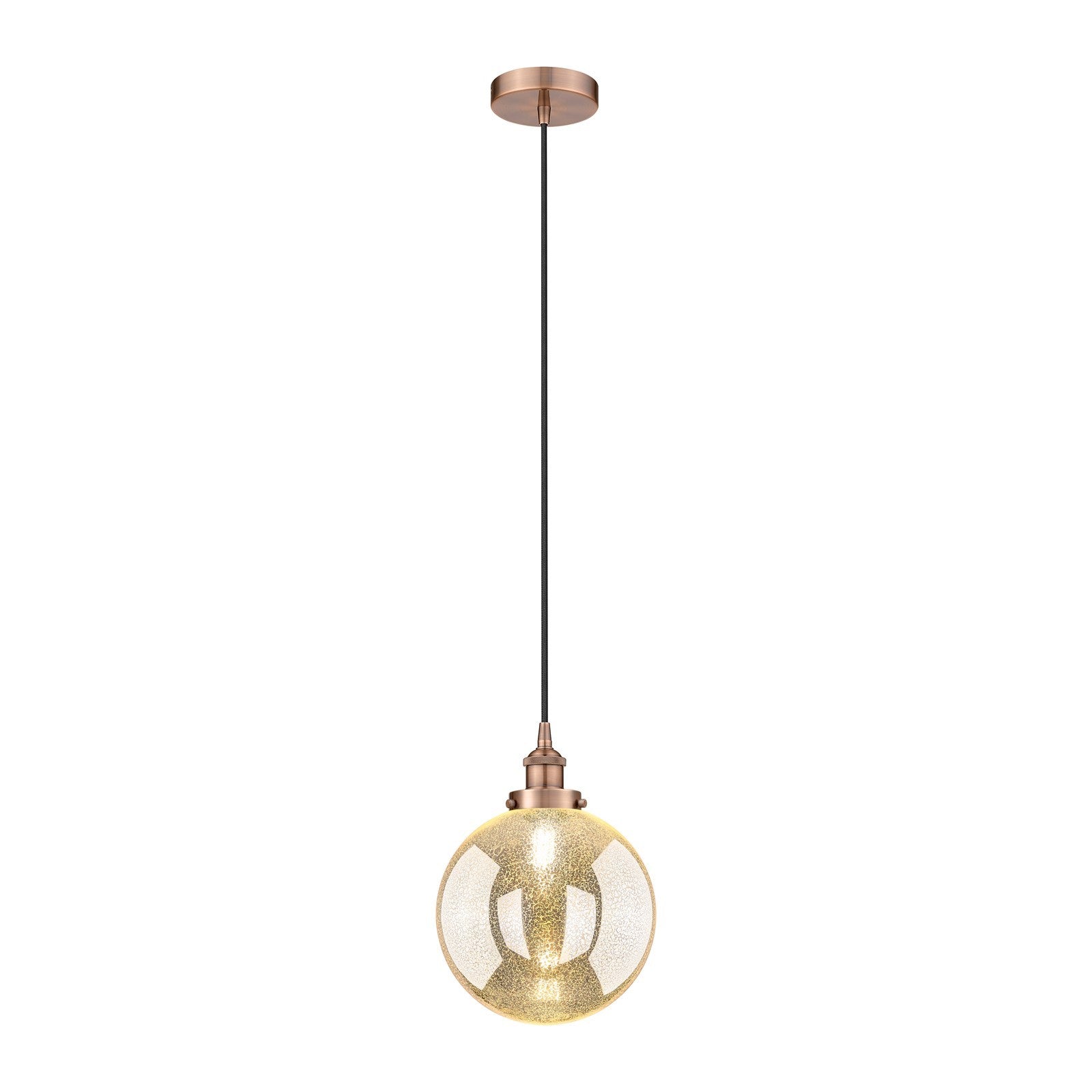 Innovations Beacon 10in 1-Light Mini Pendant | Industrial Antique Copper Steel and Mercury Seeded Glass | Kitchen Island & | Model 616-1PH-AC-G208-10