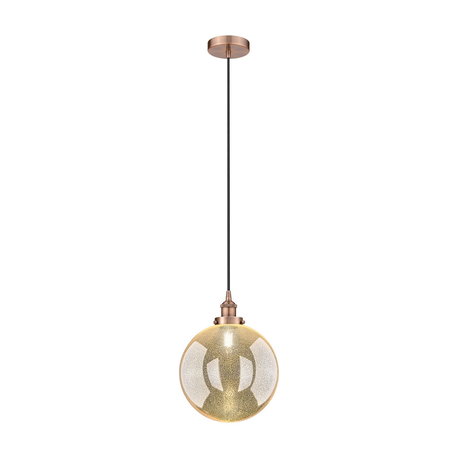 Innovations Beacon 12in 1-Light Mini Pendant | Industrial Antique Copper Steel and Mercury Seeded Glass | Kitchen Island & | Model 616-1PH-AC-G208-12