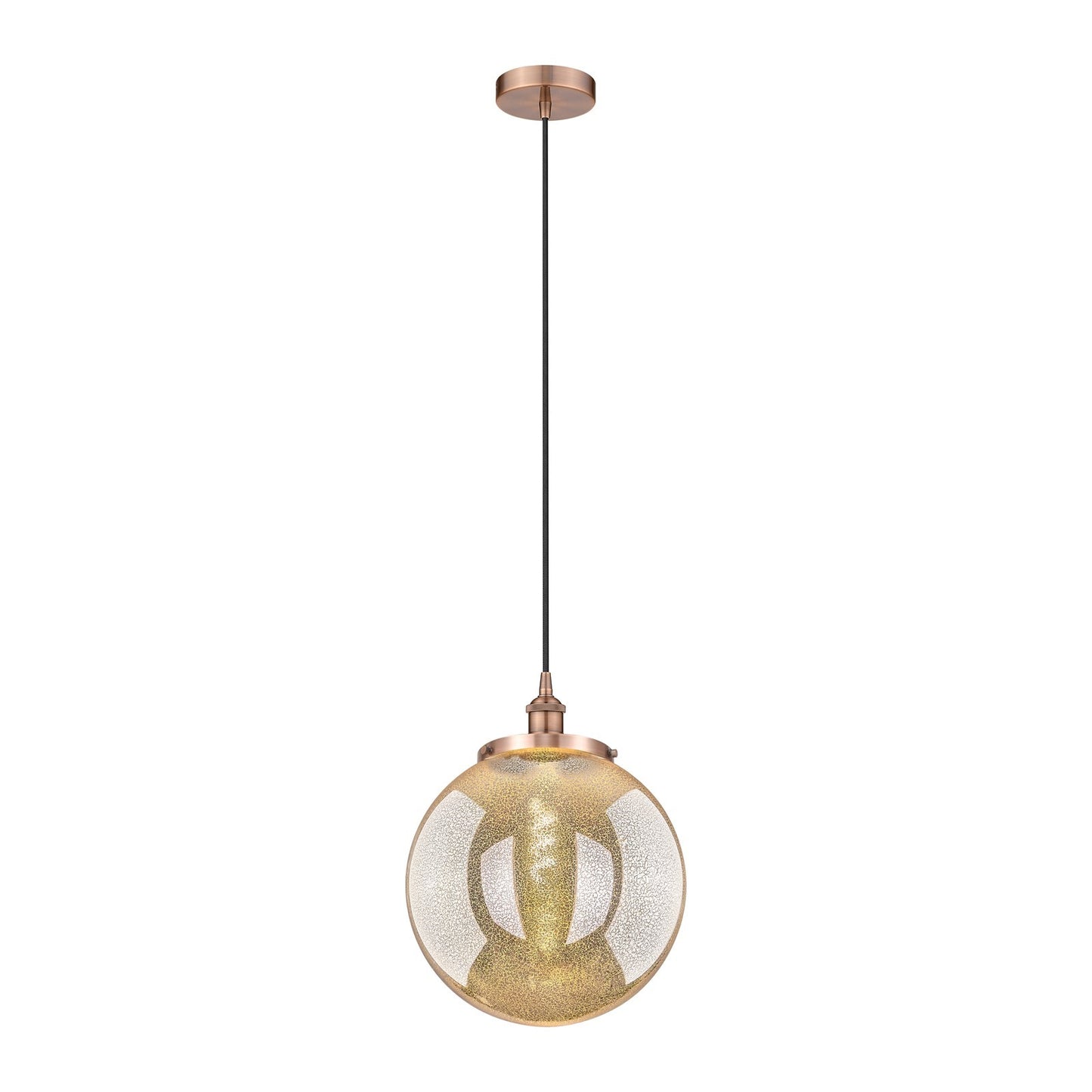 Innovations Beacon 14in 1-Light Mini Pendant | Traditional Antique Copper Steel and Mercury Glass | Kitchen Island & Dining | Model 616-1PH-AC-G208-14