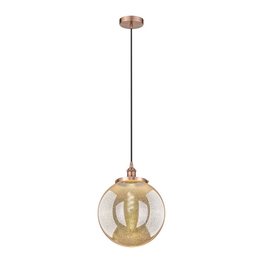 Innovations Beacon 14in 1-Light Mini Pendant | Traditional Antique Copper Steel and Mercury Glass | Kitchen Island & Dining | Model 616-1PH-AC-G208-14