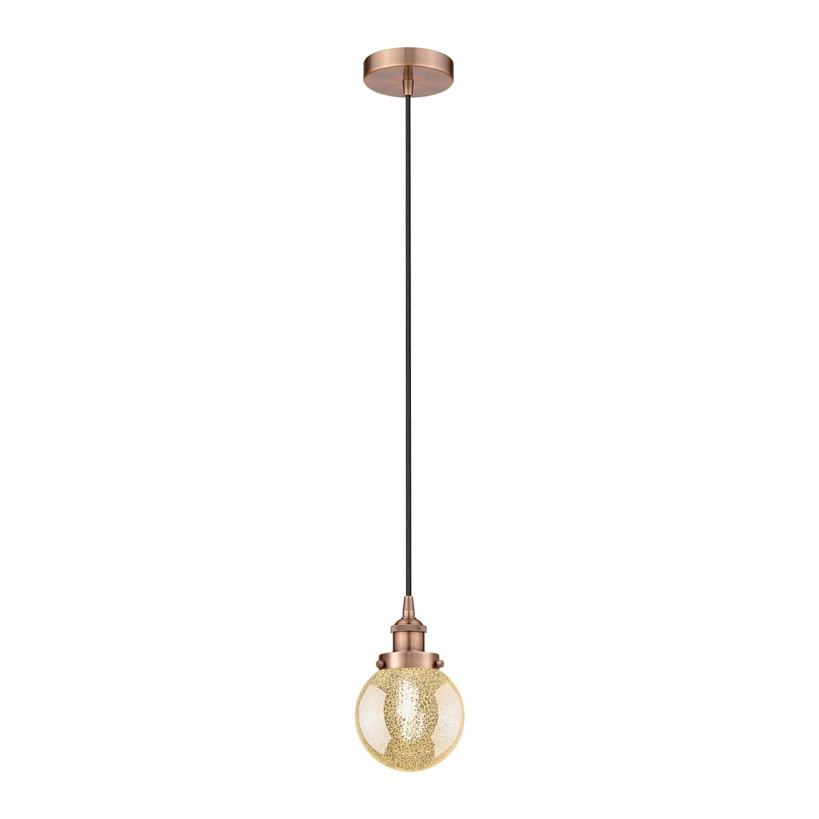 Innovations Beacon 6in 1-Light Mini Pendant | Industrial Antique Copper and Mercury Seeded Glass | Kitchen Island & Dining Room | Model 616-1PH-AC-G208-6