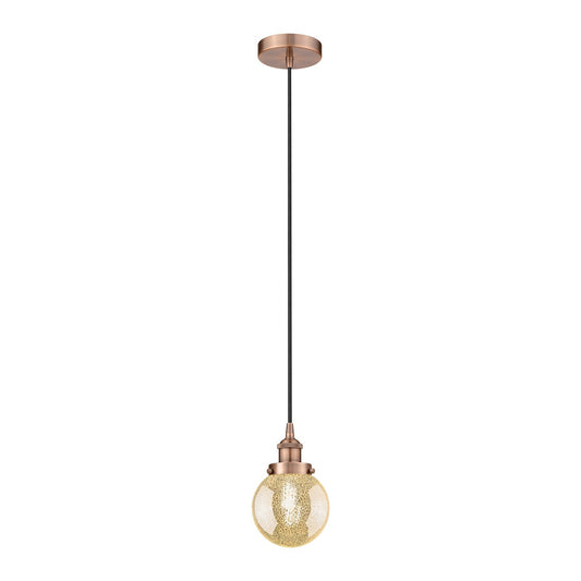 Innovations Beacon 6in 1-Light Mini Pendant | Industrial Antique Copper and Mercury Seeded Glass | Kitchen Island & Dining Room | Model 616-1PH-AC-G208-6