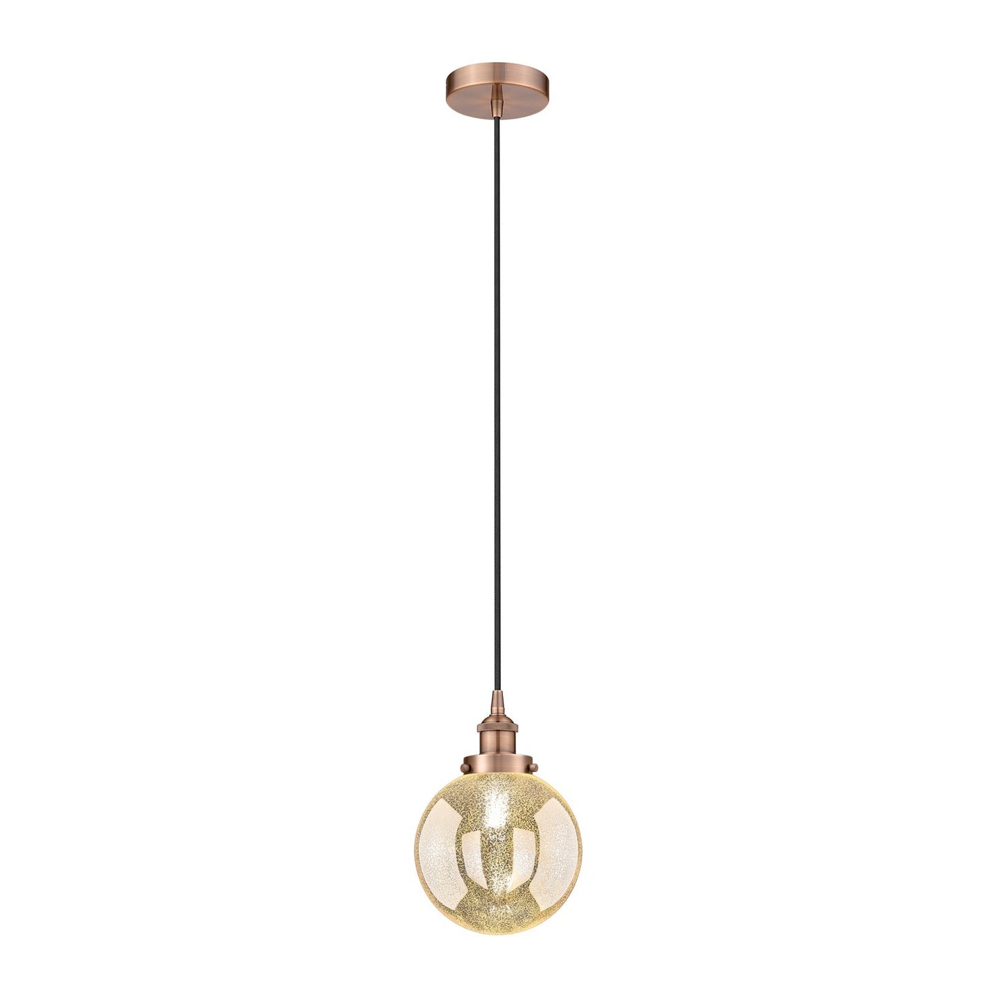 Innovations Beacon 8in 1-Light Mini Pendant | Industrial Antique Copper and Mercury Seeded Glass | Kitchen Island & Dining Room | Model 616-1PH-AC-G208-8