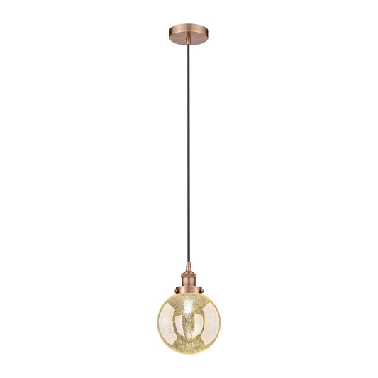 Innovations Beacon 8in 1-Light Mini Pendant | Industrial Antique Copper and Mercury Seeded Glass | Kitchen Island & Dining Room | Model 616-1PH-AC-G208-8