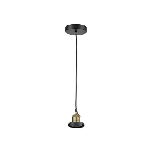 Innovations Lighting Edison 1-Light 4.75in Mini Pendant | Industrial Black Antique Brass Steel and Cast Brass | Kitchen Island & | Model 616-1PH-BAB