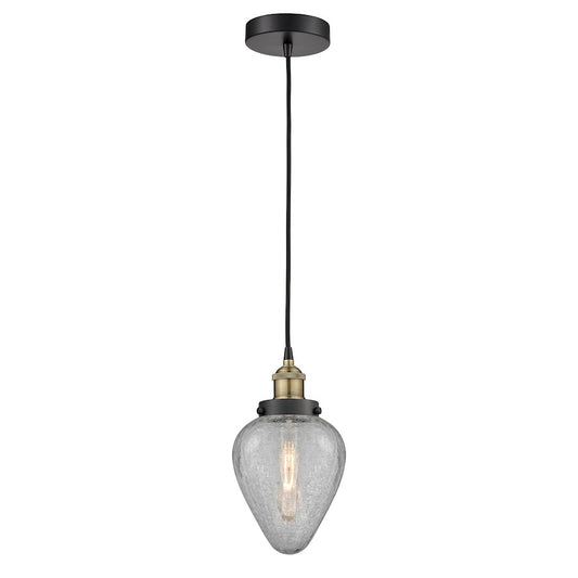 Innovations Geneseo 1Lt 6" Mini Pendant, Black Brass/Clear