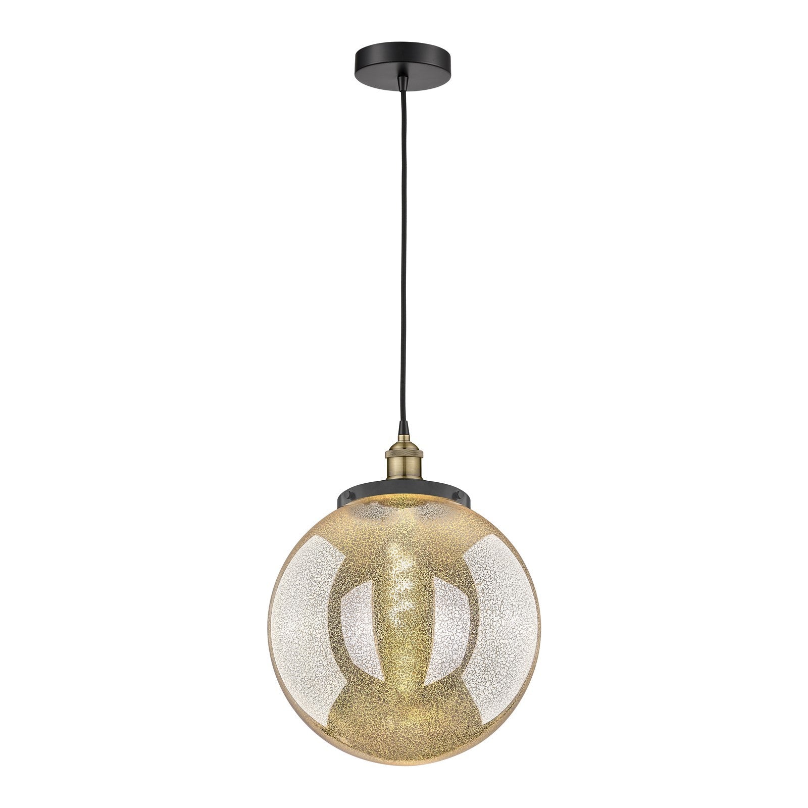 Innovations Beacon 14in 1-Light Mini Pendant | Traditional Black Antique Brass and Mercury Glass | Kitchen Island & Dining | Model 616-1PH-BAB-G208-14