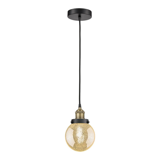 Innovations Beacon 6in 1-Light Mini Pendant | Industrial Black Antique Brass Steel and Mercury Glass | Kitchen Island & Dining | Model 616-1PH-BAB-G208-6