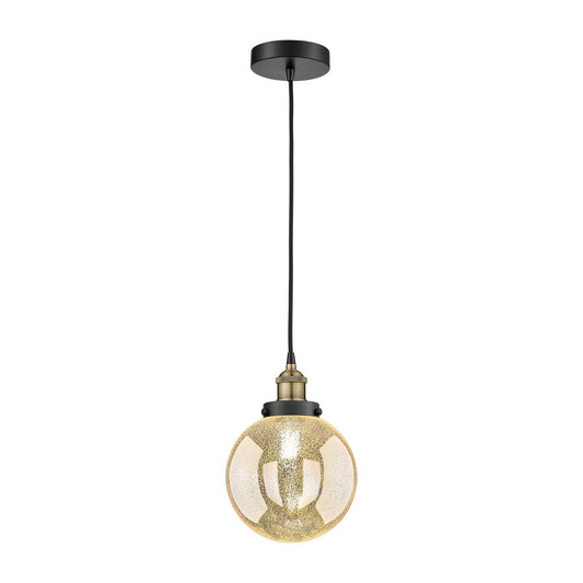 Innovations Beacon 8in 1-Light Mini Pendant | Industrial Black Antique Brass and Mercury Glass | Kitchen Island & Dining Room | Model 616-1PH-BAB-G208-8