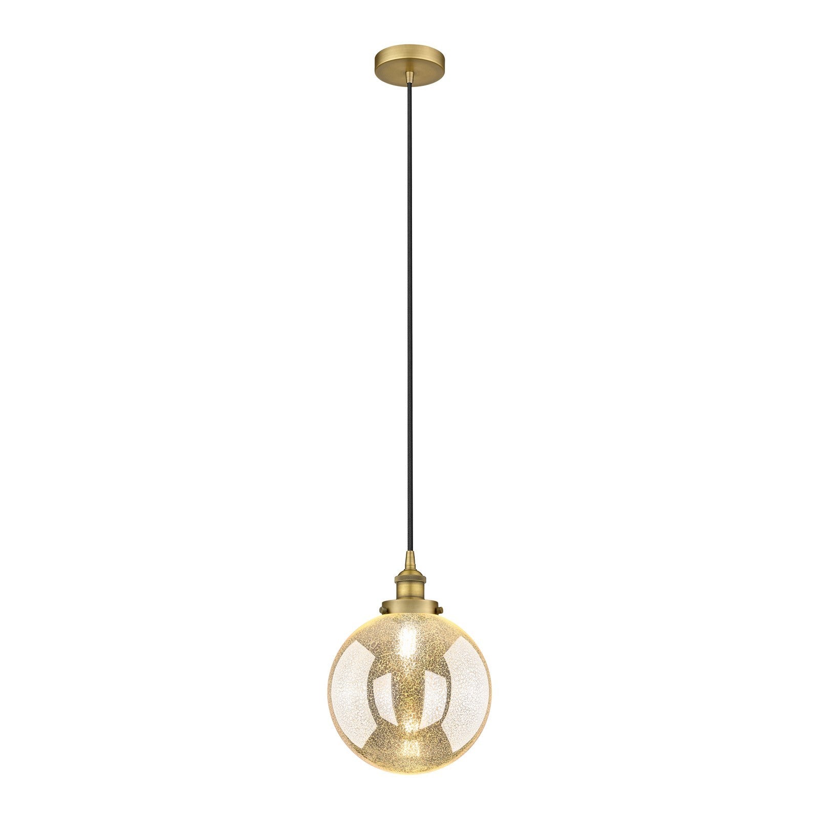 Innovations Beacon 10in 1-Light Mini Pendant | Industrial Brushed Brass and Mercury Seeded Glass | Kitchen Island & Dining Room | Model 616-1PH-BB-G208-10