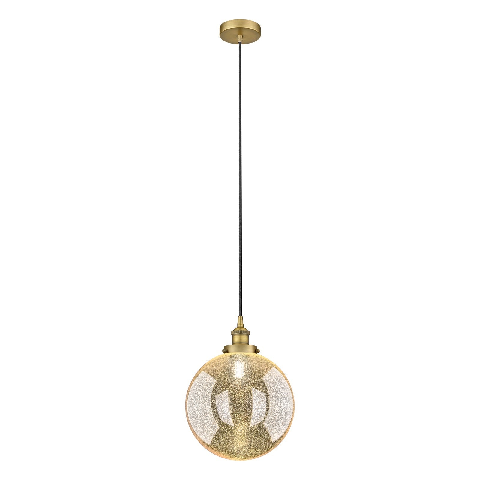 Innovations Beacon 12in 1-Light Mini Pendant | Industrial Brushed Brass Steel and Mercury Seeded Glass | Kitchen Island & | Model 616-1PH-BB-G208-12