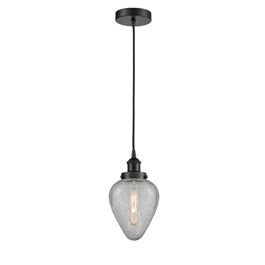 Innovations Geneseo 1Lt 6" Cord Mini Pendant, Black/Clear