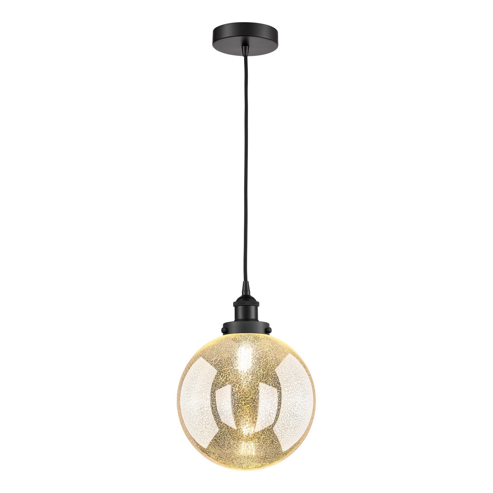 Innovations Beacon 10in 1-Light Mini Pendant | Industrial Matte Black Steel and Mercury Seeded Glass | Kitchen Island & Dining | Model 616-1PH-BK-G208-10