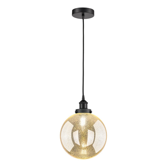 Innovations Beacon 10in 1-Light Mini Pendant | Industrial Matte Black Steel and Mercury Seeded Glass | Kitchen Island & Dining | Model 616-1PH-BK-G208-10
