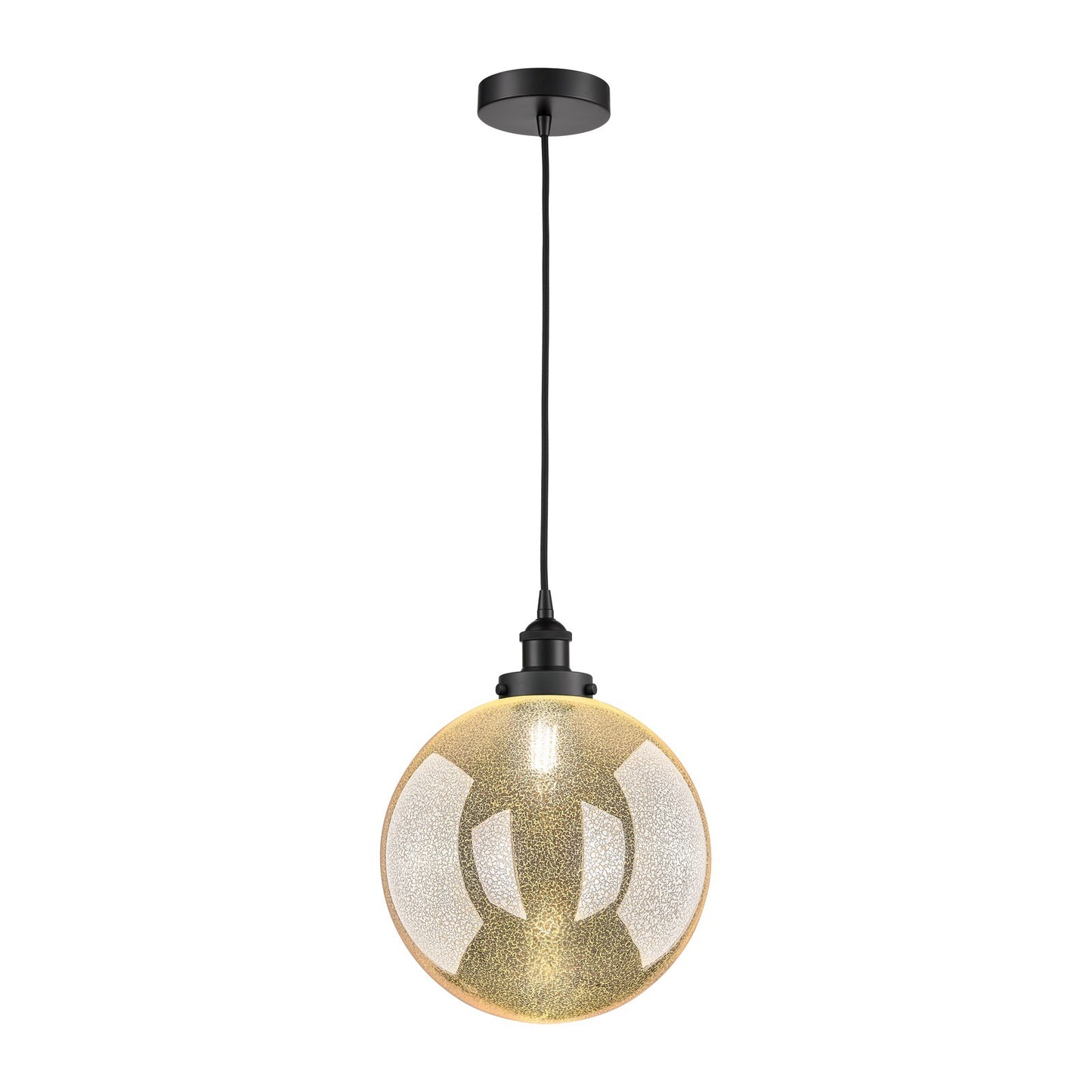 Innovations Beacon 12in 1-Light Mini Pendant | Industrial Matte Black Steel and Mercury Seeded Glass | Kitchen Island & Dining | Model 616-1PH-BK-G208-12