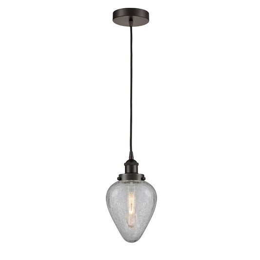 Innovations Geneseo 1Lt 6" Cord Mini Pendant, Bronze/Clear