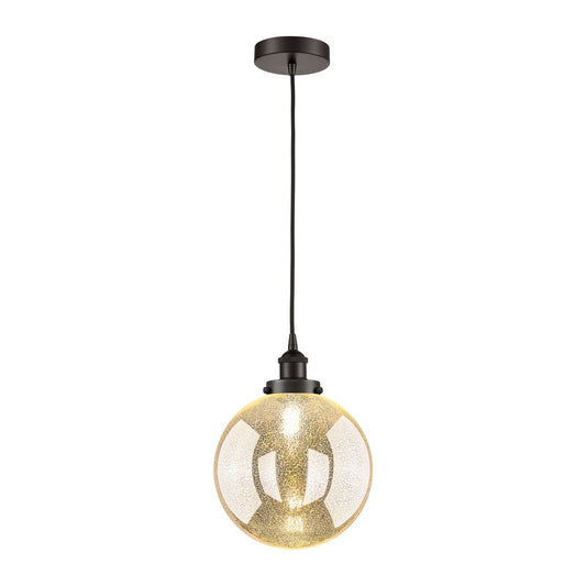 Innovations Beacon 10in 1-Light Mini Pendant | Industrial Oil Rubbed Bronze Steel and Mercury Seeded Glass | Kitchen Island & | Model 616-1PH-OB-G208-10