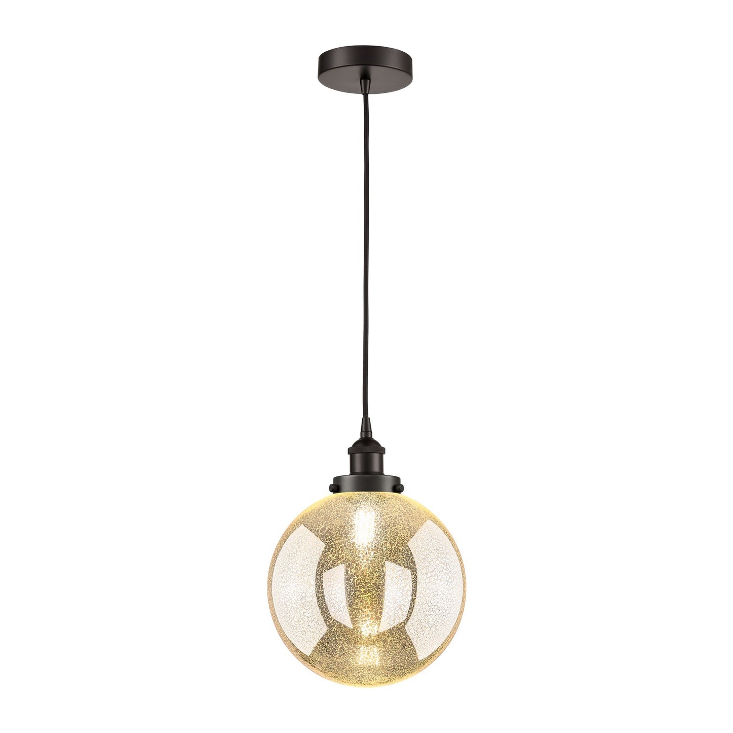 Innovations Beacon 10in 1-Light Mini Pendant | Industrial Oil Rubbed Bronze Steel and Mercury Seeded Glass | Kitchen Island & | Model 616-1PH-OB-G208-10