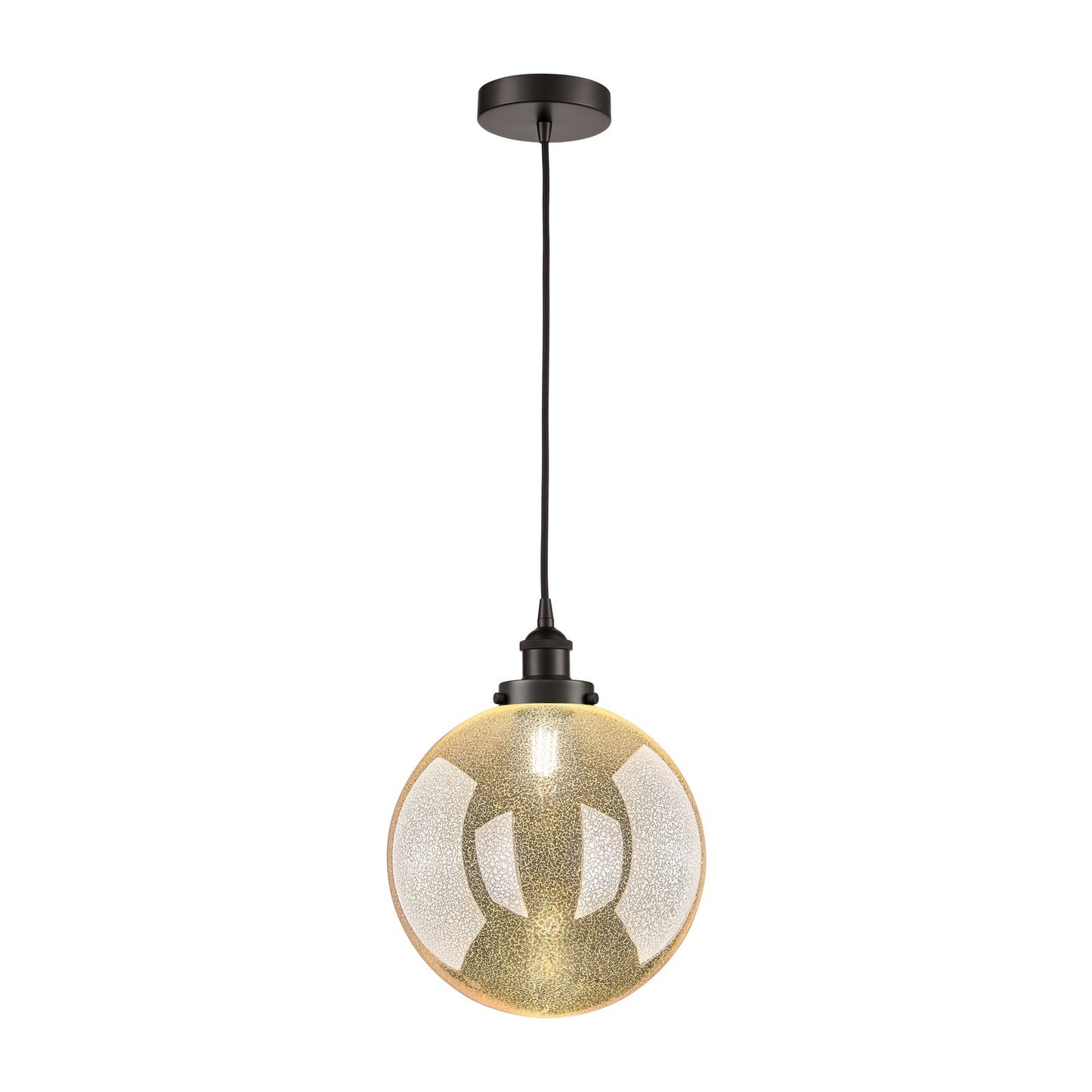 Innovations Beacon 12in 1-Light Mini Pendant | Industrial Oil Rubbed Bronze Steel and Mercury Seeded Glass | Kitchen Island & | Model 616-1PH-OB-G208-12
